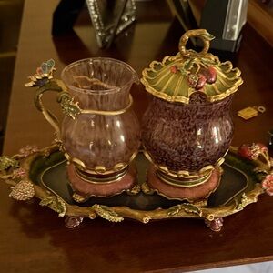 Jay Strongwater Gold and Brown Accent Vases